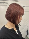 ピンクブラウン×ボブ