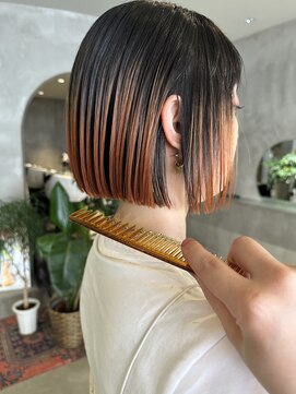 ハウ 心斎橋(how) 切りっぱなしボブ/刈り上げボブ/ミニボブ/似合わせ/オレンジ