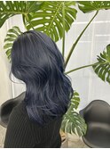 伸ばしかけのブリーチ毛で作るブルーカラー