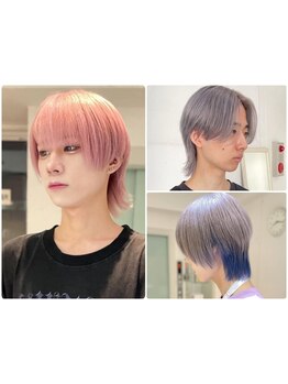 メンズの個性的なデザインカラーや白っぽいブロンドカラーなど、ダメージレスで上質なハイトーンはお任せを