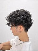 センターパート×シャドウパーマ×ハンサムショート×黒髪社会人