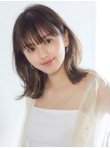 耳かけ くびれミディ モテ前髪 イヤリングカラー ベージュカラー