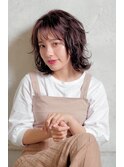 ミントグリーンホワイティアッシュ×ウルフボブ×くせ毛ショート