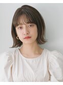 外ハネボブ×ヌーディーベージュ×シースルーバング×大人ボブ