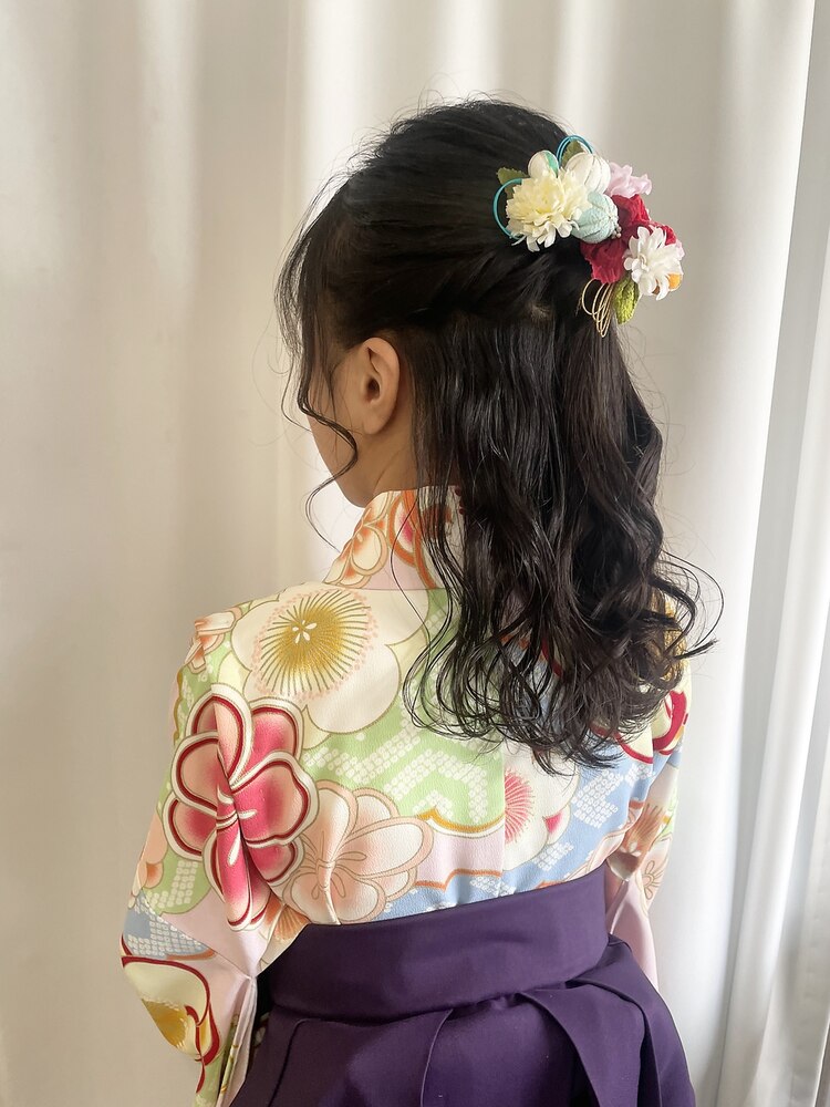 袴/着付/小学生/卒業式/ハーフアップ/卒業式ヘア/小学校卒業 