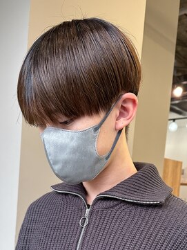 エルマーク 梅田(L-MARK) 黒髪マッシュナチュラルマッシュメンズヘア韓国ツーブロック