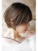 大人可愛い20代30代40代黒髪前下がりショートボブ丸みショート◎