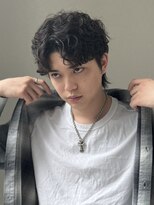 ノラ ギンザ(NORA GINZA) 【10代20代、アップバングセンターパート黒髪スパイラルパーマ】