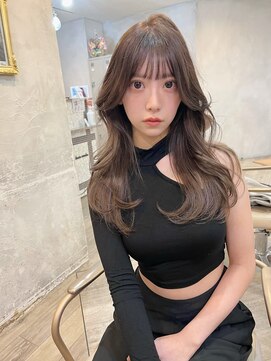 アンジェリカラボ 梅田店(ANGELICA LABO) 韓国風くびれレイヤーカット×グレージュ×透明感ブラウン川又