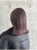 ピンクベージュ ミディアムボブ