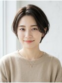 大人可愛い20代30代40代ハンサムショートボブ前髪なし