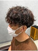 波巻きスパイラルパーマツーブロックツイストパーマメンズヘア
