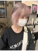 7167グレーベージュハイトーングラデーションインナーカラーボブ