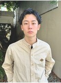 男らしさがあるアップバングベリーショートパーマ