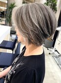 大人ショートボブ/白髪ぼかしハイライト/武蔵小杉/自由が丘