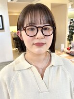 ヘアラウンジ ビーチ 青山 外苑前(hair lounge BEACH) 顎ラインぷつっとボブブリーチなし柔らかベージュフルバング