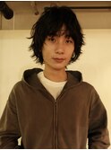 メンズボブウルフメンズミディアムレイヤーカットメンズウルフ