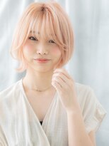 ドクターズサロン LAB 小山店 ピンクベージュミストバング外ハネ丸みショートu小山10代20代