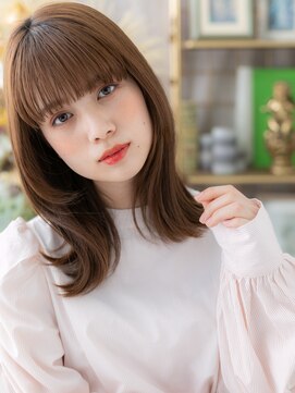 カバーヘア ブリス 川口(COVER HAIR bliss) 外ハネレイヤーミディアム韓国風暖色系カラーa川口20代30代40代