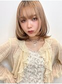 シルキーベージュ 内巻き外ハネパーマ フェイスレイヤーボブt721