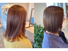 カラーと縮毛矯正同時に施術OK！ 艶感にこだわったイルミナカラー☆一緒に施術を受けて髪に艶と発色を！