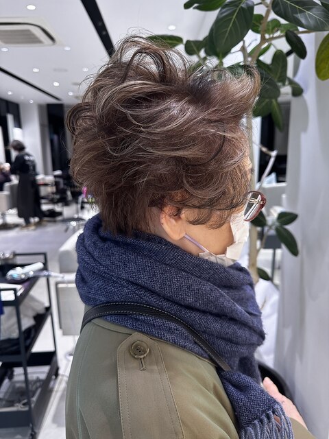 マダムショートボリュームヘアエアリーパーマエアウェーブ