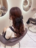 編み込みハーフアップ/梅田ヘアセット