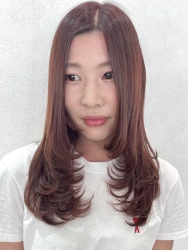 ベルヘアーデザイン 堺東(Belle hair Design) 韓国風顔周りレイヤーカットピンクグレージュ堺東20代30代40代