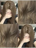ヘーゼルベージュ　ブリーチなし　レイヤーカット　海外風