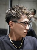MEN'S/アップバング×ハイライト×フェード/短髪
