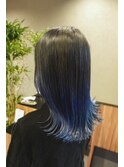ブルーバレイヤージュカラー×セミロング