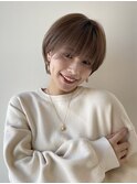 小顔に見せる! おしゃれショート 耳かけ 丸み 可愛い ベージュ