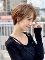 前髪あり耳掛け丸みくびれショートボブ20代30代40代50代(蘭)