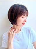 大人ショート前髪あり丸みひし形丸顔絶壁面長エラ張りK20240803