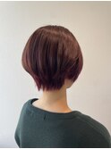 【大人ショート】30代40代/インナーカラー/チェリーレッド