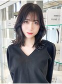 くびれヘア/韓国風ヘア/レイヤーカット/暗髪