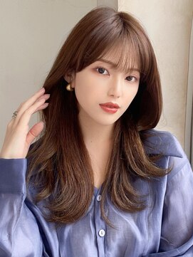 ラルユー 金山(LallYou) 30代大人かわいい外ハネセミロング × ミルクティーベージュ