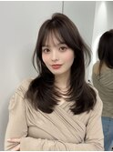 20代30代大人可愛いミディアムレイヤーベージュカラー