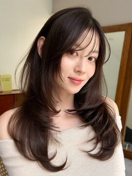 モク 立川(moc) 韓国風レイヤーカットブリーチダブルカラー前髪