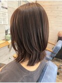 ミディアムそとはねヘア ブリーチ無しベージュカラー