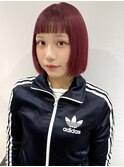 花田/ボブ/切りっぱなしボブ/レッドブラウン/ブリーチ/下北沢