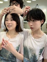 30代40代50代絶壁解消前髪あり小顔前下がりショートボブ【下村】