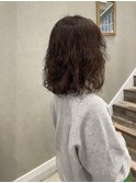 艶ブラウン×フワフワボブパーマ