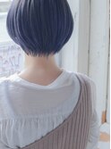 アッシュブルーのショートボブ