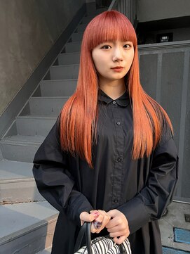 ビビト(bibito) bibito 前髪 ワイドバンク オレンジ ブリーチ ロング