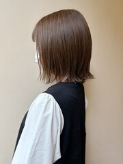 【赤坂店 SANA】髪質改善ストレート/春っぽヌーディカラー
