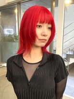 レコ 渋谷(LECO) フェイスレイヤーウルフハイトーンネオンレッドカラー