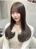 似合わせカットメルティカラーフェミニンロングマロンベージュ