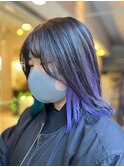 派手髪☆推し活ツートンインナーカラー　紫×緑