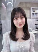 美髪韓国レイヤーイメチェン似合わせチェリーブラウンミニウルフ